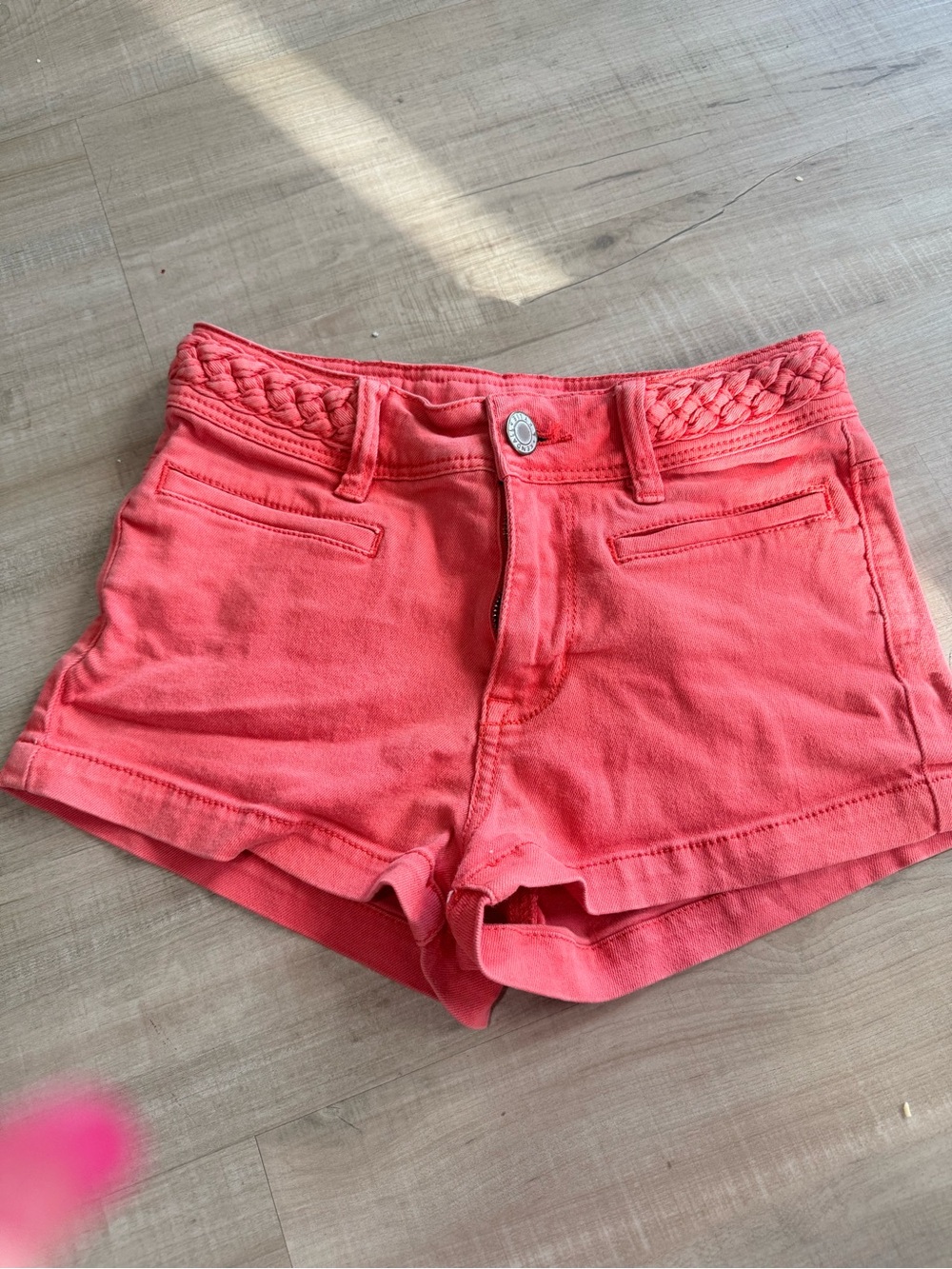 Kendall & Kylie Coral Braided-Waist Denim Shorts